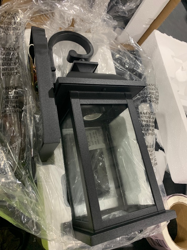 Photo 1 of FEMILA Exterior Wall Sconce, 2 Pack, Matte Black, Seeded Glass