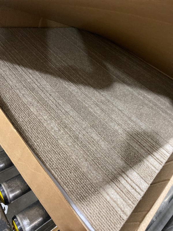Photo 1 of Peel and Stick First Impressions Barcode Rib Taupe 24 in. x 24 in. Commercial Carpet Tile (15 Tiles/Case)