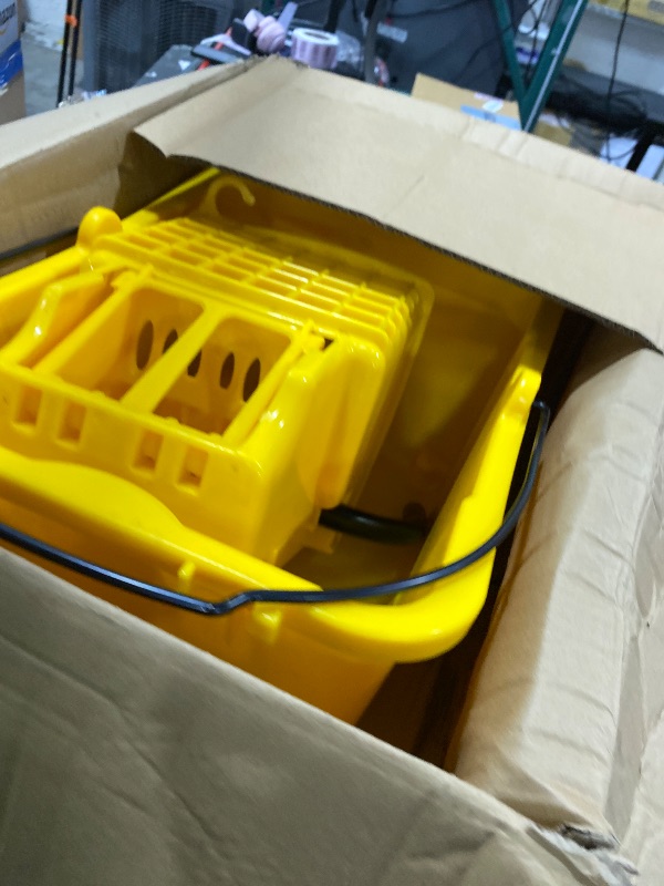 Photo 1 of Wajeehaa 35 Qt Commercial Mop Bucket Set with Side-Press Wringer - Yellow