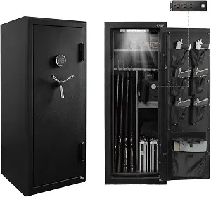 Photo 1 of XPEDITION 24 Gun Fireproof Safe for Rifles and Pistols,Gun Cabinet with Keypad/Key Access, Fire and Water Safe with Combination Lock,Gun Safes for Rifles and Shotguns Includes Power Strip