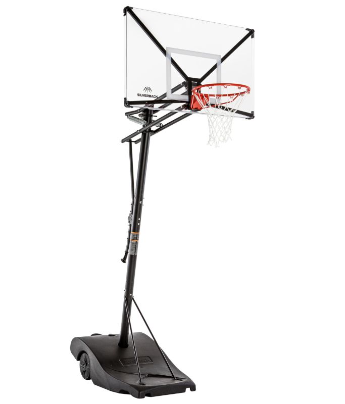 Photo 1 of Silverback NXT Portable Adjustable 10ft Outdoor Basketball Hoop - 50" and 54" Basketball Goal Backboard Available - Assembles in 90 Minutes, Alloy Steel, Black
