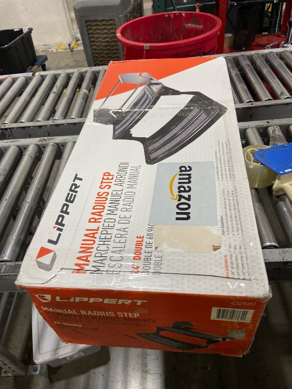 Photo 1 of Lippert 24" Radius Triple Manual RV Steps, 9" Rise for 5th Wheel RVs, Travel Trailers and Motorhomes, Anti-Slip Stepping Surface - 1774401
