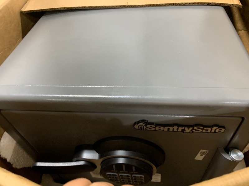 Photo 1 of SentrySafe Waterproof and Fireproof Alloy Steel Digital Safe Box for Home with Code Button Keypad, 1.23 Cubic Feet, 17.8 x 16.3 x 19.3 Inches (exterior), SFW123GDC