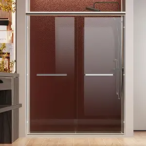 Photo 1 of Shower Door, 50-54" W x 72" H Double Sliding Shower Glass Door with 1/4'' (6mm) Tempered Glass, Semi-Frameless Bathroom Sliding Glass Door for Walk-in Shower, Chrome

