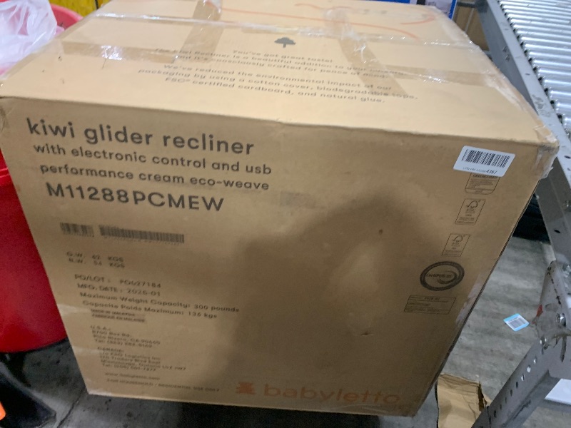 Photo 1 of Babyletto Kiwi Electric Recliner Glider - Performance Cream Eco-Weave