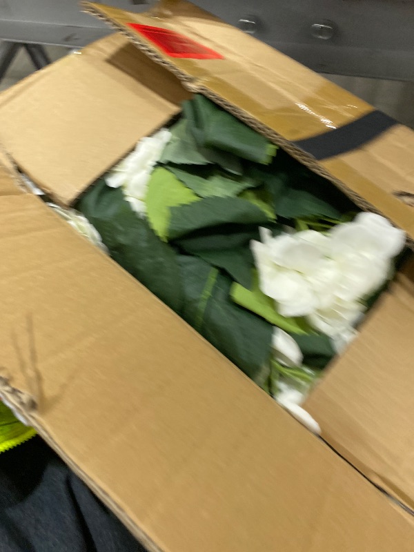 Photo 1 of 2 Pack Artificial Hydrangea Trees with White Flowers, UV Resistant