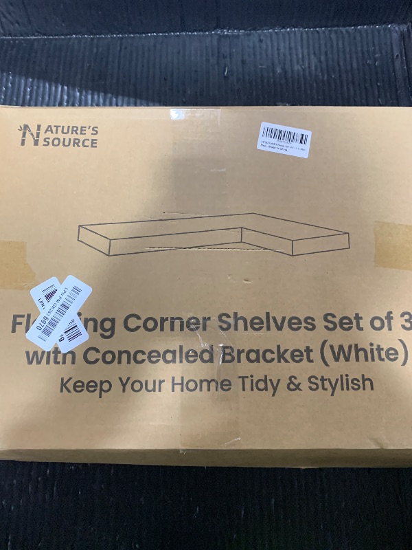 Photo 1 of NATURE'S SOURCE Floating Corner Shelves with Invisible Brackets Set of 3, Corner Shelves Wall Mounted, for Home Bedroom Bathroom Kitchen Living Room Office- 16.1" x 11.5" (Pure White)