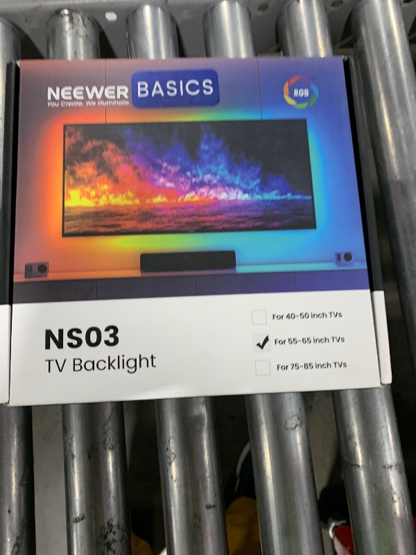 Photo 1 of NEEWER Basics TV Backlight for 55"-65" Screens, 11.8ft/3.6m LED RGB Light Strips with Sensor Change with TV, Scheduled On/Off, Zero Delay Color Sync, Music Sync, 24 Scenes, Supports App Control, NS03