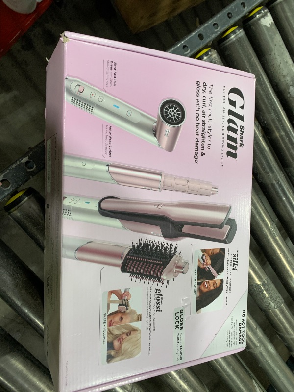 Photo 1 of Shark Glam Ceramic & Powerful Air Styling & Drying System, with Silki Straightener & Glossi Air Glosser, for Drying, Curling, Air Straightening & Glossing, Pink, HD6051SPK (Straight & Wavy Hair)