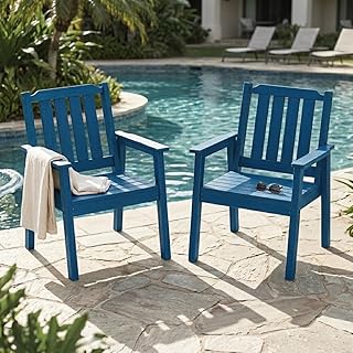 Photo 1 of IDEALHOUSE Outdoor Patio Dining Chairs Set of 2, Heavy Duty HDPE Garden Seating with Sturdy Weather-Resistant Frame, Comfortable Wide Seat and Back, Waterproof for Backyard or Poolside, BROWN