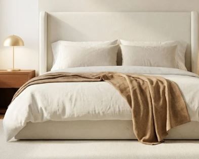Photo 1 of (BOX 1 OF 2) Kerrera Upholstered Wingback Bed
