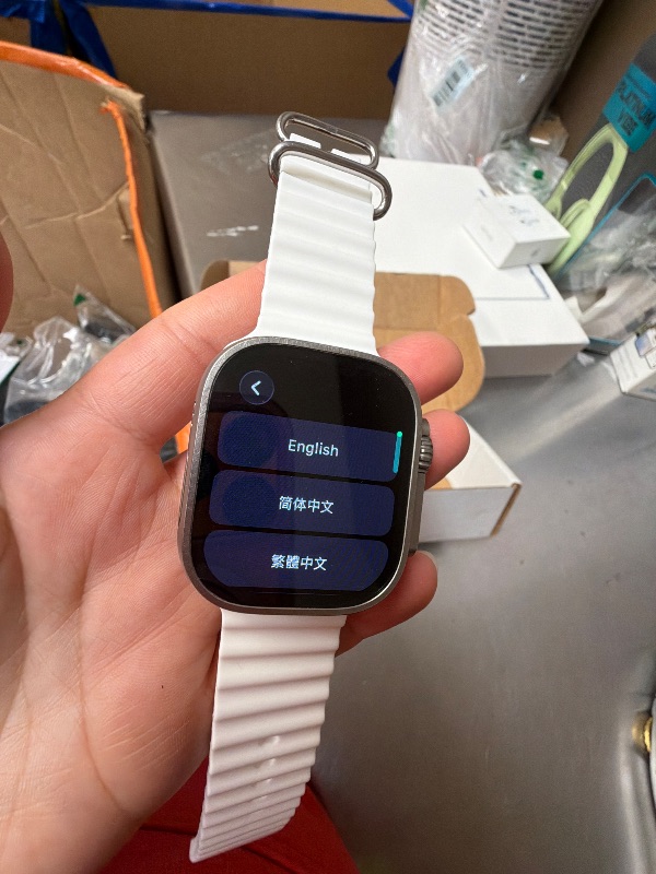 Photo 1 of *LOCKED*Apple Watch Ultra 2 [GPS + Cellular 49mm] Smartwatch with Rugged Titanium Case & White Ocean Band. Fitness Tracker, Precision GPS, Action Button, Extra-Long Battery Life, Bright Retina Display
