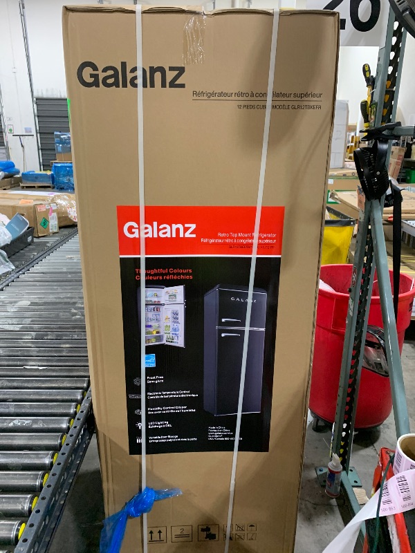 Photo 1 of Galanz GLR12TRDEFR Refrigerator, Dual Door Fridge, Adjustable Electrical Thermostat Control with Top Mount Freezer Compartment, Retro Black, 12.0 Cu Ft