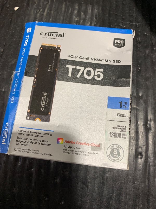 Photo 1 of Crucial T705 4TB PCIe Gen5 NVMe SSD