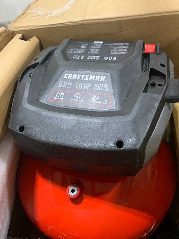 Photo 1 of CRAFTSMAN 6 Gallon Pancake Air Compressor, Oil-Free, 150 PSI Kit