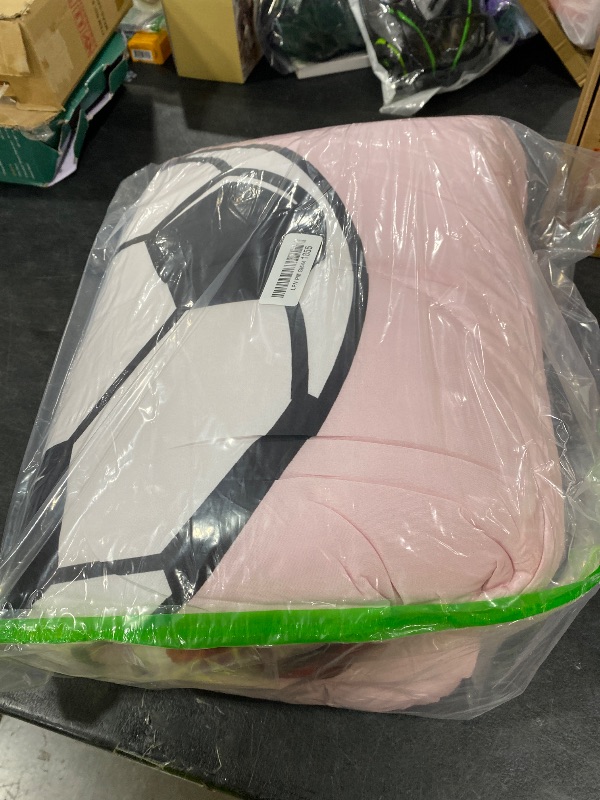 View 2 of Erose bridal Pink Black White Full Football Comforter Set