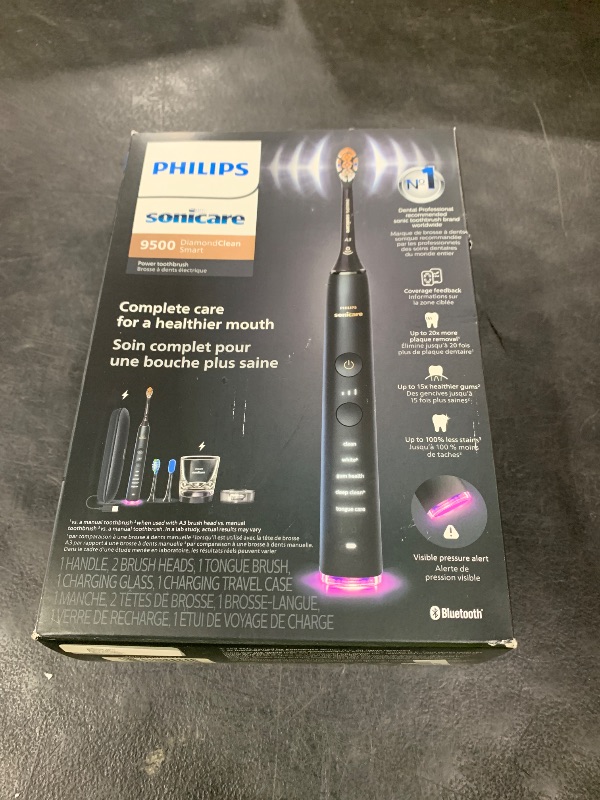 Photo 1 of Philips Sonicare DiamondClean 9500 Electric Toothbrush 3 Brush Heads, Black