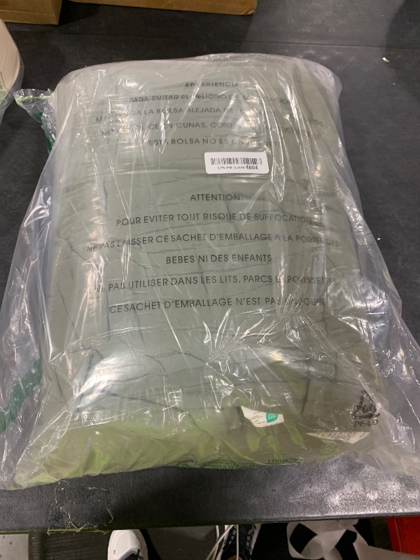 Photo 1 of EverGrace King Quilt Set - Eucalyptus Green Sateen Pick-Stitch