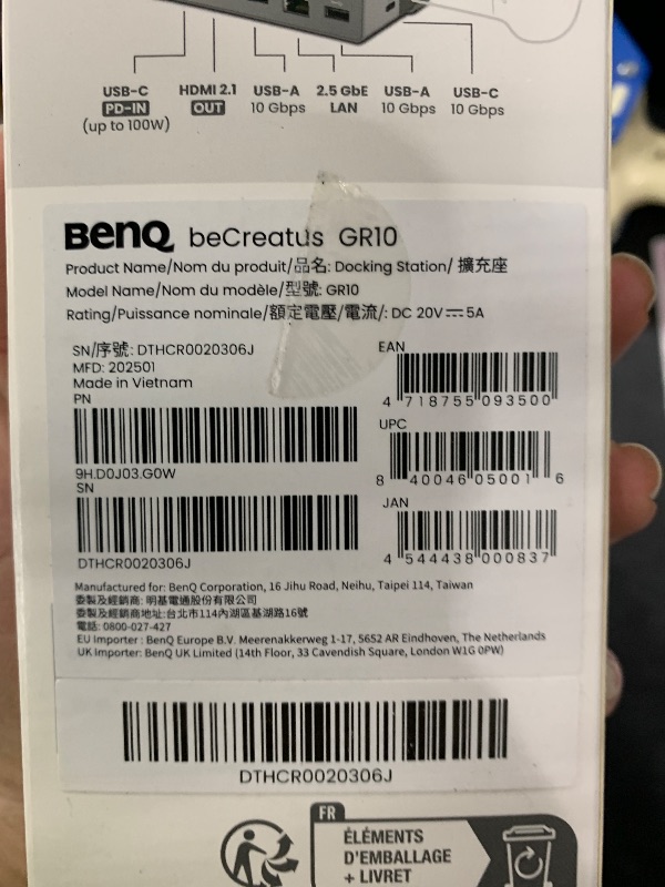 View 3 of BenQ GR10 HDMI 2.1 Steam Deck Dock | USB4 Gaming Docking Station/Hub for TV | ROG Ally/Legion GO/ TB4/ Moonlight 4K120Hz Compatible | PD100W | 2.5GbE-GeForce Now | Flip Stand | beCreatus