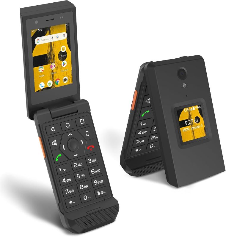 Photo 1 of Unifone S22 Rugged Flip Phone Unlocked (16GB) 2.8'' Touchscreen Smart Cell Phone Android 11, IP68 Water Resistant, 4G LTE GSM Single Sim (Black)

