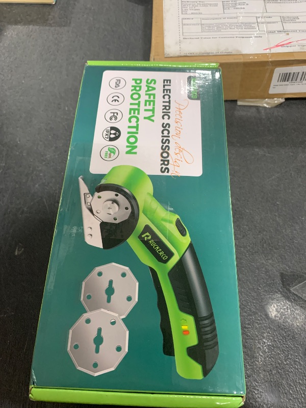 Photo 1 of Cordless Electric Scissors Box Cutter 2 Rotary Blades – 4V Duty Rechargeable Cardboard Cutter, Storage Box & Fabric Scissor With Safety Lock, USB Cable – For Plastic, Carpet, Leather, DIY Crafts