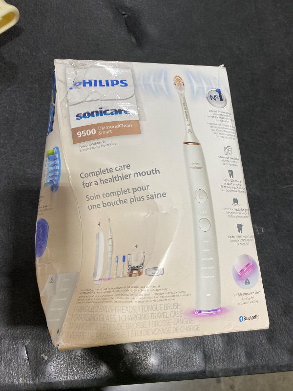 Photo 1 of Philips Sonicare DiamondClean Smart 9500 Electric Toothbrush - Sonic Toothbrush with App, Pressure Sensor, 15 Brushing Settings, Replacement Reminder, USB Charging Travel Case, Rose Gold, HX9923/61