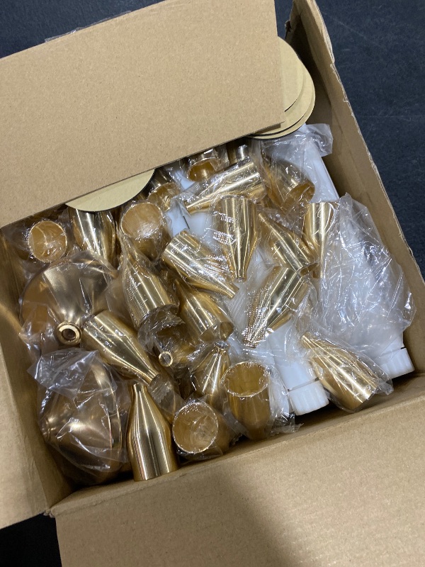 Photo 1 of Glooglitter 30 Set Gold Candle Holders with LED Flameless Taper Candles Bulk Include Metal Taper Candlestick Holder Battery Operated Flickering Candle for Table Wedding Christmas Housewarming Gift