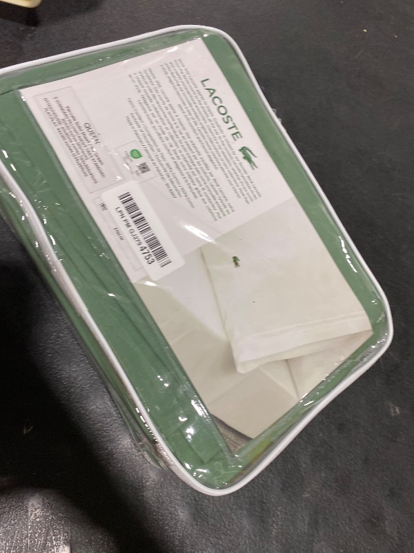Photo 1 of Lacoste 100% Cotton Percale 4-Piece Sheet Set – Crisp Cool Breathable All-Season Bedding, Oeko-Tex Certified, Soft Matte Finish, Durable Premium Cotton – Solid, Green, Queen