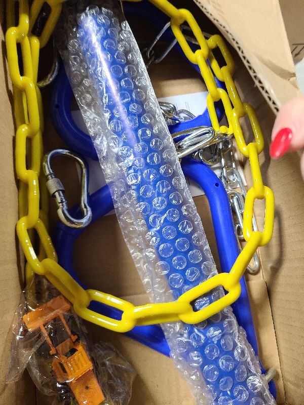 Photo 1 of 18" Trapeze Swing Bar Rings 48" Heavy Duty Plastic Coated Chains Swing Set Accessories Playground Swing Seat…