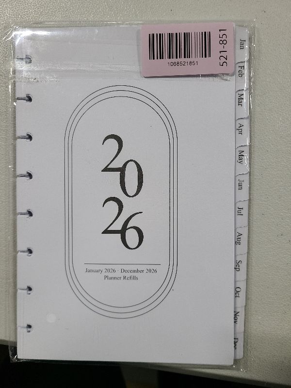 Photo 1 of 2026 Monthly Planner Refill, A5 Medium Size Planner Inserts for 8-Disc Discbound, 5.5"x8.5", Jan. 2026 - Dec. 2026, 12 Monthly Calendars with Laminated Tabs