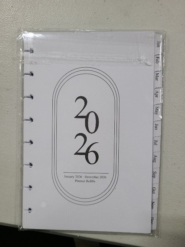 Photo 1 of 2026 Monthly Planner Refill, A5 Medium Size Planner Inserts for 8-Disc Discbound, 5.5"x8.5", Jan. 2026 - Dec. 2026, 12 Monthly Calendars with Laminated Tabs