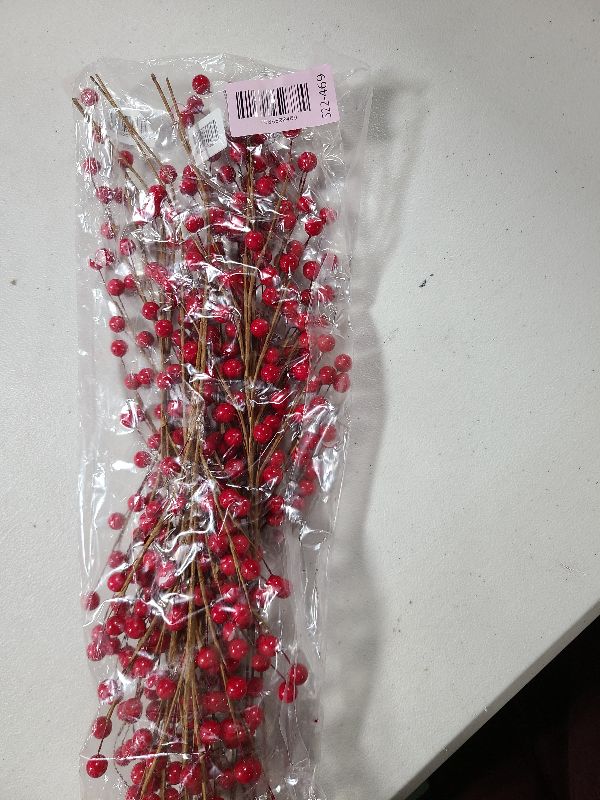 Photo 1 of 12 x 17-Inch Red Holly Berry Stems with 35 Berries - Artificial Christmas Picks for Holiday Decorations, Wreaths, Garlands, Trees, Centerpieces & Home Décor