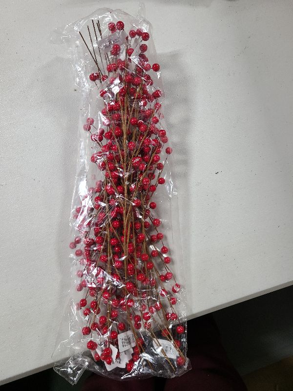 Photo 1 of 12 x 17-Inch Red Holly Berry Stems with 35 Berries - Artificial Christmas Picks for Holiday Decorations, Wreaths, Garlands, Trees, Centerpieces & Home Décor