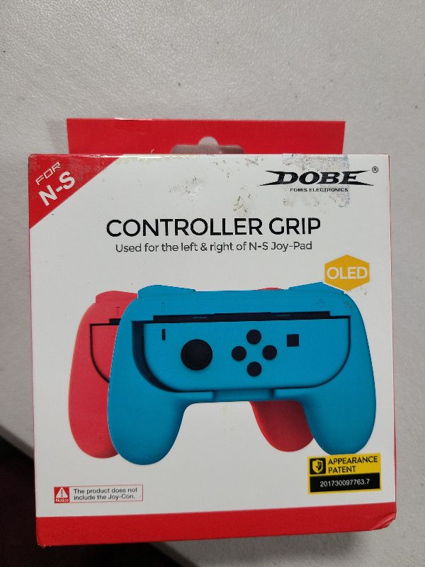 Photo 1 of 2 PCS Grips for Joy Con and 2 PCS Steering Wheel Compatible for Nintendo Switch Wheel, Family Sports Party Pack Accessories Compatible with Switch / Switch OLED JoyCon Controllers, (Blue and Red)