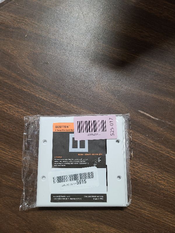 Photo 1 of [2 Pack] BESTTEN 2-Gang Decorator Wall Plate, Standard Size, H4.53” x W4.57”, Unbreakable Polycarbonate Outlet and Switch Cover, UL Listed, White