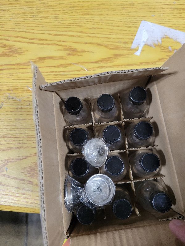 Photo 1 of 12 Pack, 2 oz Small Clear Glass Bottles w/Lid & 3 Funnels - 60ml Boston Shot Bottles for Health, Immunity, Potion, Wellness, Sample, Ginger, Juice - Mini Personal Care & Beauty Travel Bottle