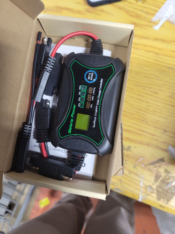Photo 1 of 10Amp 12 Volt MPPT Solar Charge Controller, Bateria Power Intelligent Portable Solar Panel Controller, Max PV 150W 30Voc Solar Regulator for Gel AGM Lead-Acid, Lithium LiFePO4 Battery (SunRock 10)