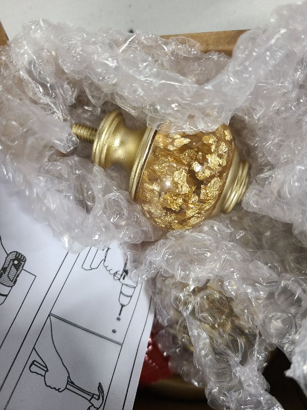 Photo 1 of 2 Pack Curtain Holdbacks, USFOOK Decorative Window Drapery Tiebacks (2 Pack/1 Pair), Curtain Tie Back Hooks for Wall with Gold Translucent Finials (3.95" L x 3.4" W)