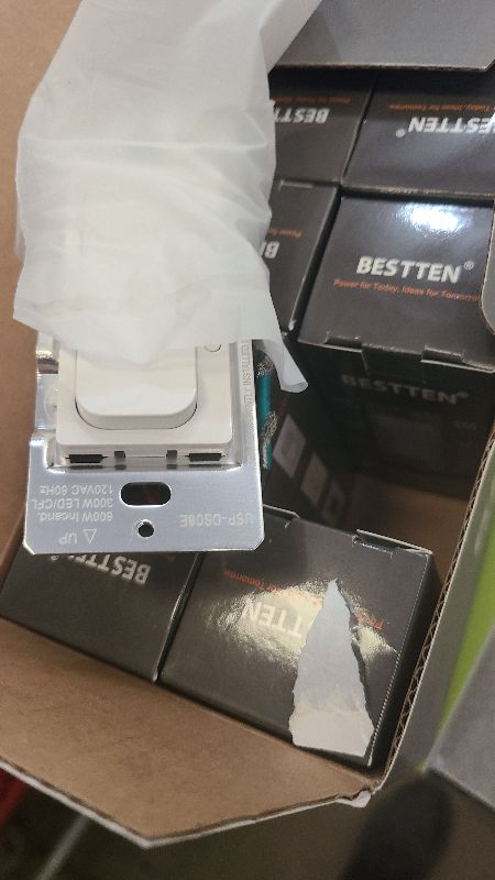 Photo 1 of ?BESTTEN 10 Pack Super Slim Dimmer Light Switch, Single Pole or 3 Way Quiet Slide Dimmable Switch, for 300W Dimmable LED, CFL Lights and 600W Incandescent, Halogen, ETL Listed, White