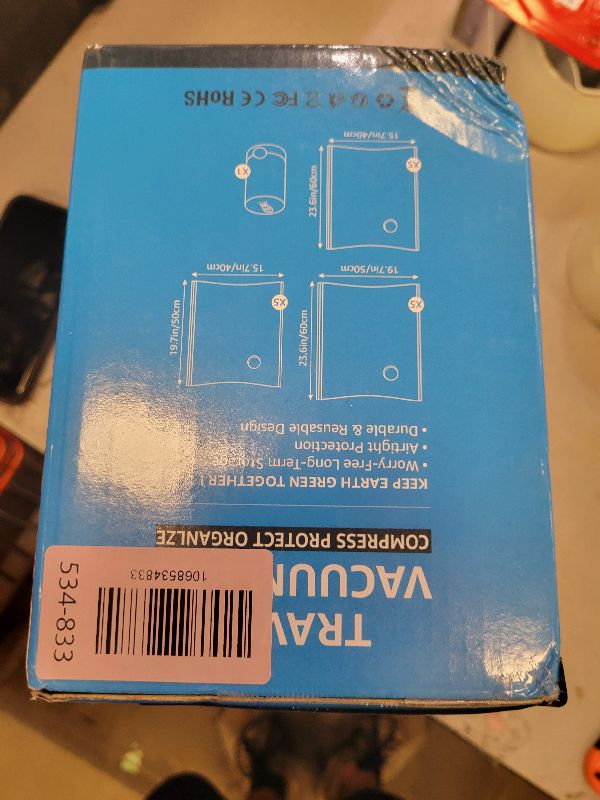 Photo 1 of 15 Packs Vacuum Bags for Travel with Rechargeable Pump, 3 Sizes Vacuum Seal Bags for Clothing, Compression Vacuum Travel Bags for Luggage, Vacuum Packing Bags for Closet Organization
