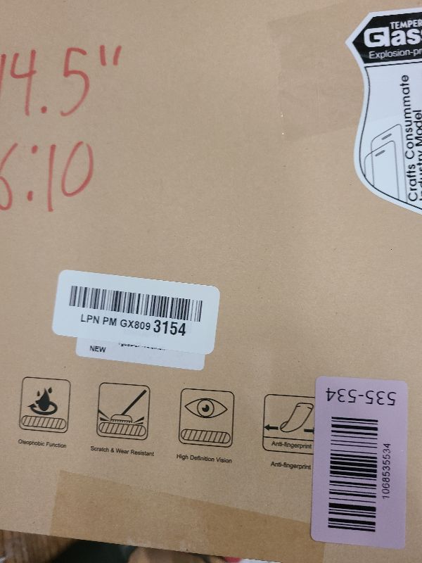 Photo 1 of (2 Pack ) 14.5" Laptop Tempered Glass Screen Protector for 14.5 Inch HP/Dell/Lenovo/Acer/Samsung 14.5" 16:10 Laptop 9H Hardness, Ultra Clear Scratch Resistant Anti-Fingerprint (W 312 x H 195 mm)