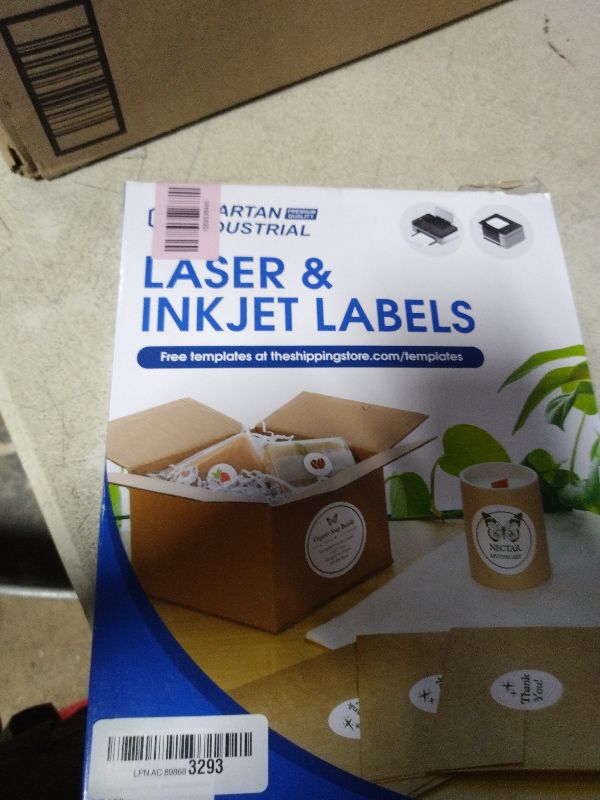 Photo 1 of 2" Printable Round Labels for Laser and Inkjet Printers - 2000 Blank Labels, 100 Sheets for Thank You Stickers, Price Tags, QR Codes, Business Logos - Spartan Industrial Template C004