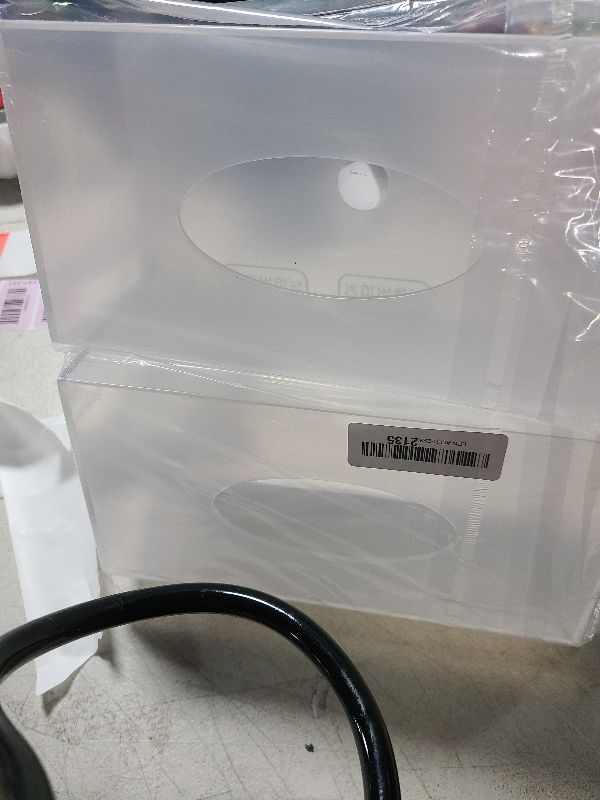 Photo 1 of 2 Pack Clear Acrylic Tissue Box Cover, Rectangle Paper Facial Tissue Box Holder, Dryer Sheet Dispenser for Laundry Room, Bathroom, Kitchen, Home