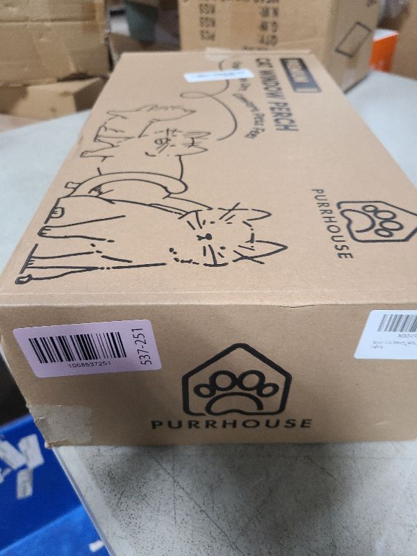 Photo 1 of [Ready to Gift] PURRHOUSE Cat Window Perch with Cushion Bolster and Cool Pad, Cat Hammocks for Windows with Wood & Robust Metal Frame for Large Cats, Beds for Windowsill, Bedside and Cabinet,24''W