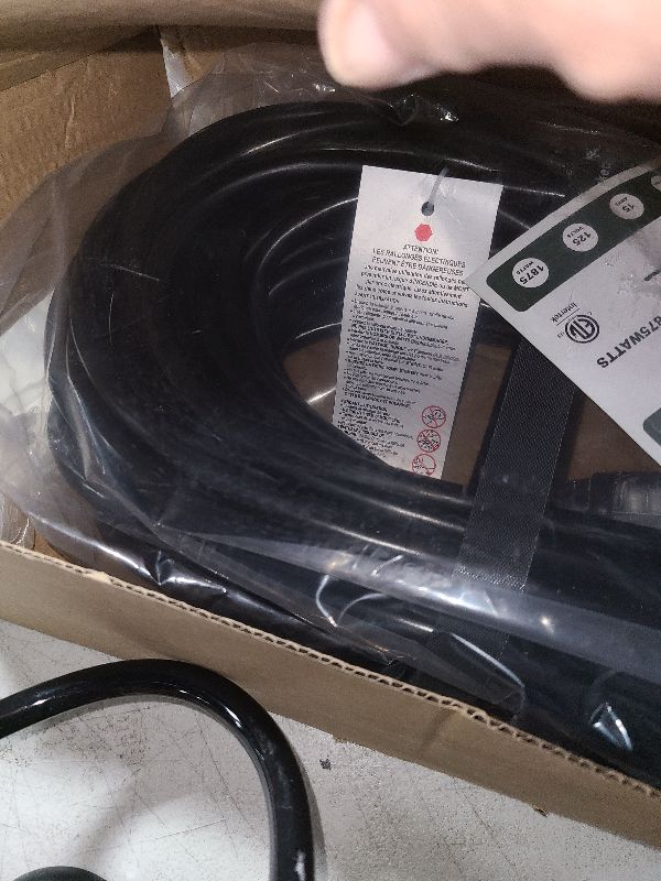 Photo 1 of 100Ft 12/3 Outdoor Extension Cord with 3-Outlets, Heavy Duty 12 Gauge 3 Prong Extension Cord Waterproof with Lighted end, 15A 12AWG 1875W SJTW, ETL Listed - Great for Garage, Garden and Home, Black