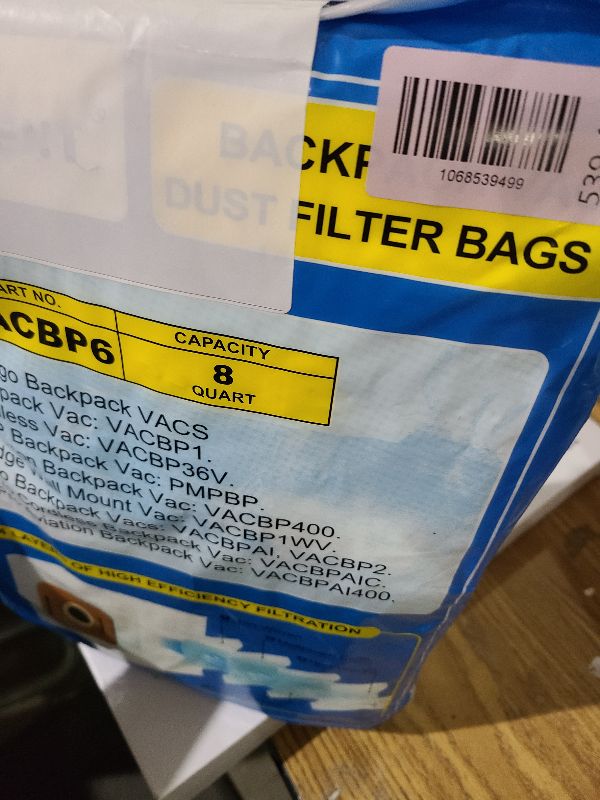 Photo 1 of 15 Pack Replacemet for Atrix Vacuum Bags, compatible with Atrix Ergo Backpack 8-Quart Vacuum Models# VACBP1 VACBP36V VACBPAI, HEPA Fleece Filter Bags, Part# VACBP6