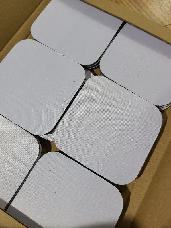 Photo 1 of 18 PCS Sublimation Coasters Blanks Bulk, 4x4 Inch Square Blank Cup Mat Rubber for Sublimation Transfer Heat Press Printing DIY Crafts