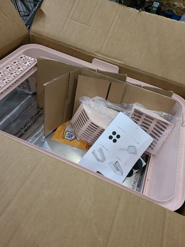Photo 1 of 2PACK Stainless Steel Cat Litter Box with High Sides Lid, XL Litter Box for Big Multiple Cats, Extra Large Metal Kitty Litter Boxes with Anti-Leakage Enclosure, Non-Stick,Odorless,Scoop Included