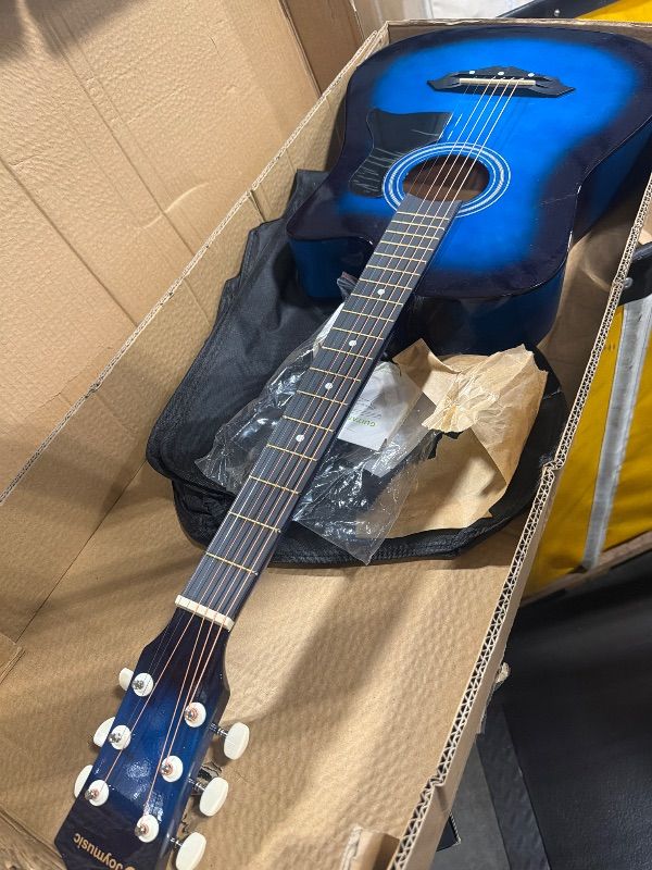 Photo 1 of Joymusic 38 inch blueburst beginner acoustic guitar kit,bundle with a strap with picks holder,digital tuner, set strings, capo,cleaning cloth,6 picks,gig bag.(JG-38C,BLS)