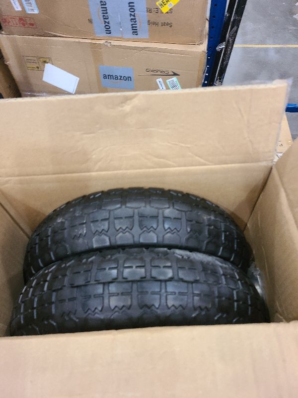 View 2 of 13" Flat Free Wheels, 4.00-6 Tire Flat Free 2-Pack with 3/4" Bearings 2.1" Offset Hub for Gorilla Cart, Wheelbarrow, Garden Cart, Trolleys, Hand Trucks & Yard Trailers